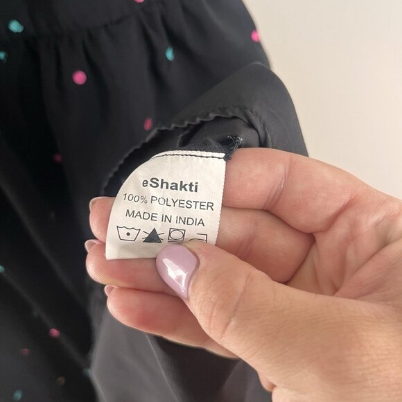 Eshakti Size 20W Black Puff Sleeve Rockabilly Polka Dot A-line Dress - Picture 5 of 7